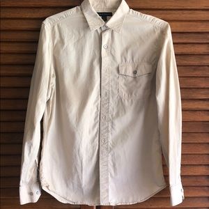 MENS BANANA REPUBLIC SMALL KHAKI DREAS SHIRT